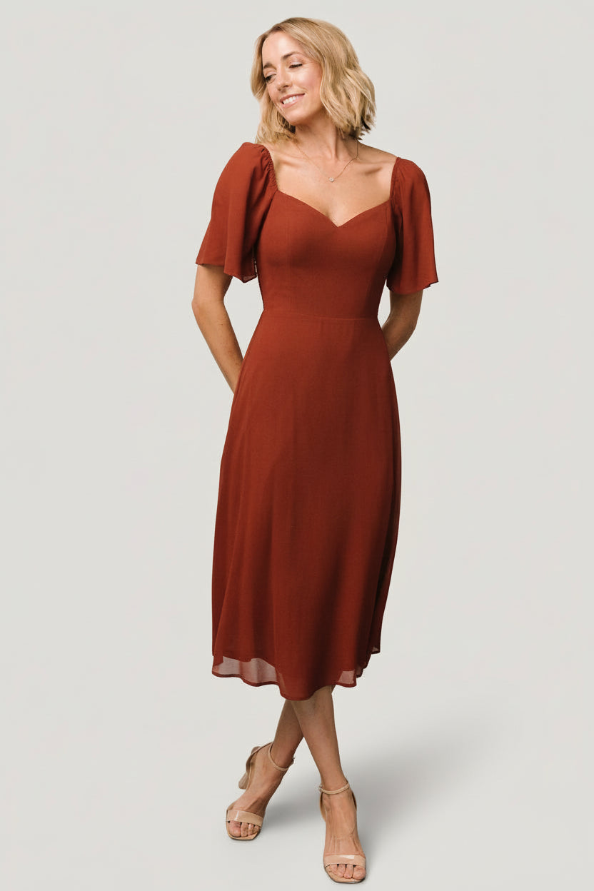 Colette Sweetheart Midi Dress | Cinnamon