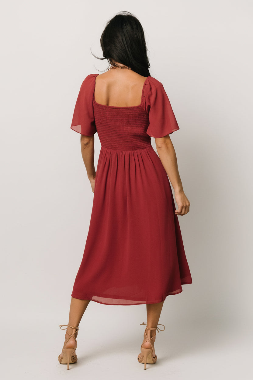 Colette Sweetheart Midi Dress | Terracotta