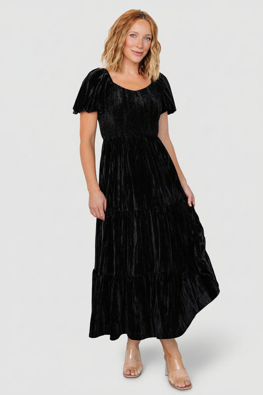 Colleen Velvet Maxi Dress | Black