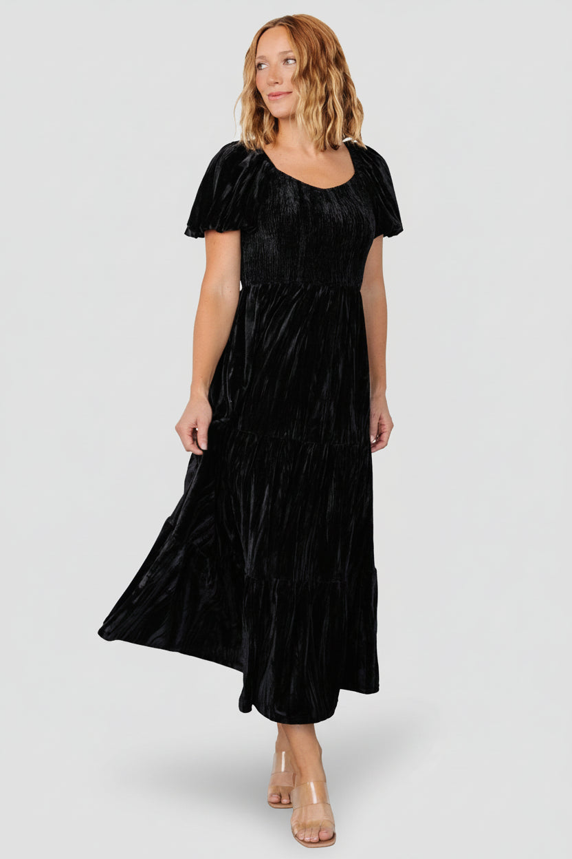 Colleen Velvet Maxi Dress | Black