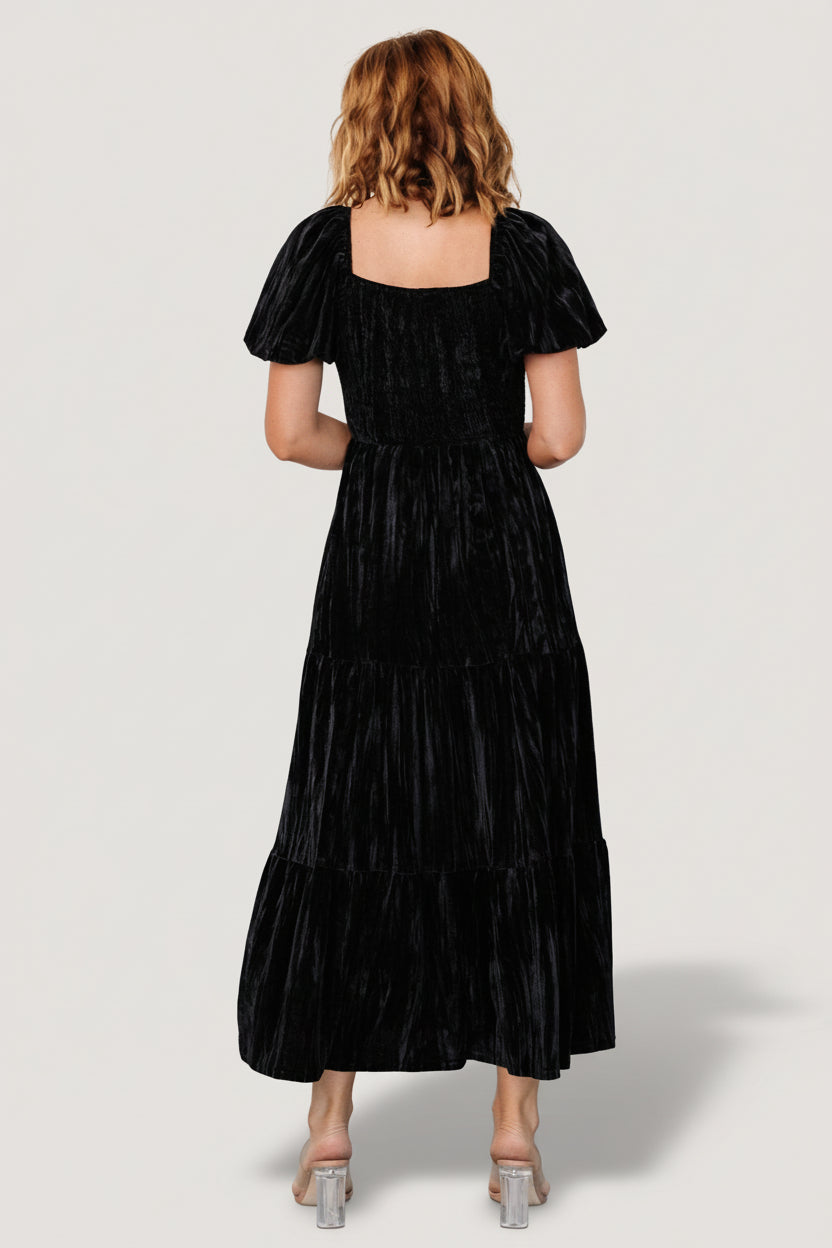 Colleen Velvet Maxi Dress | Black
