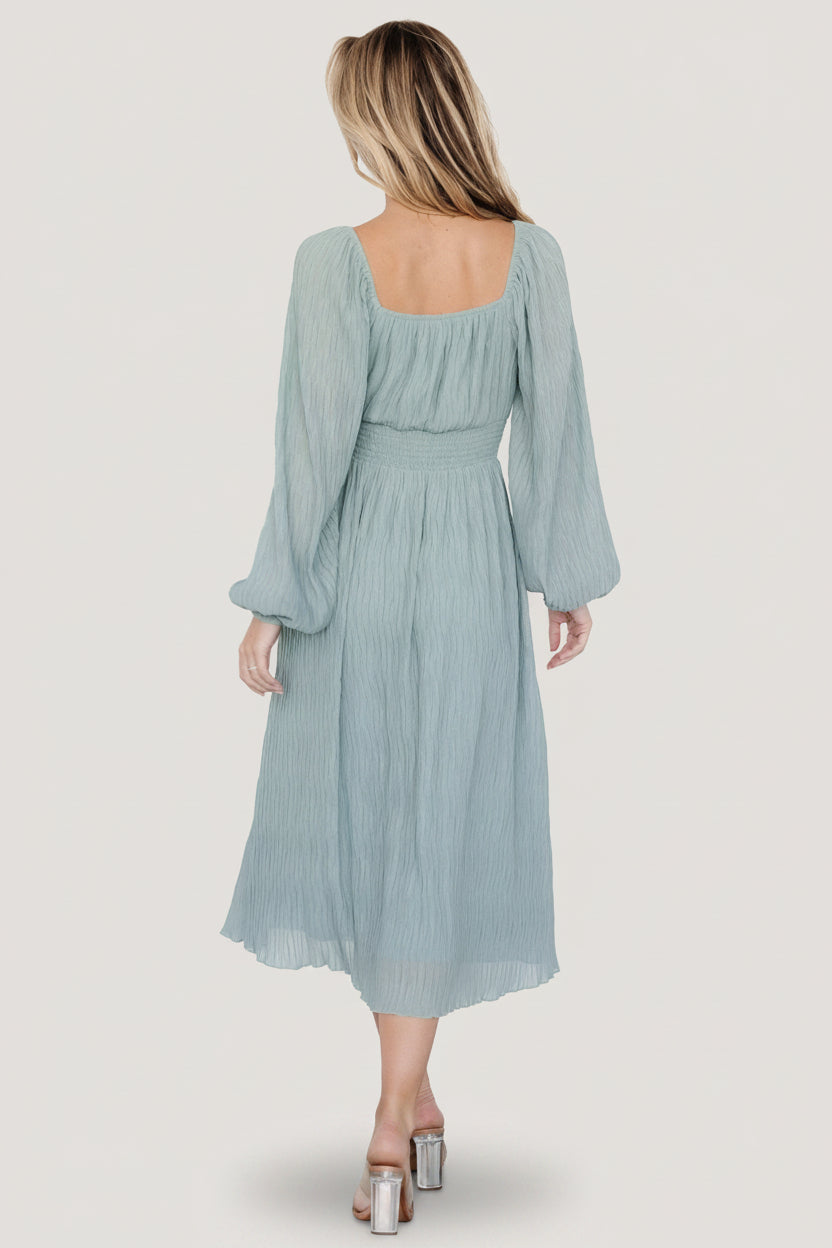 Dalton Pleated Midi Dress | Light Sage