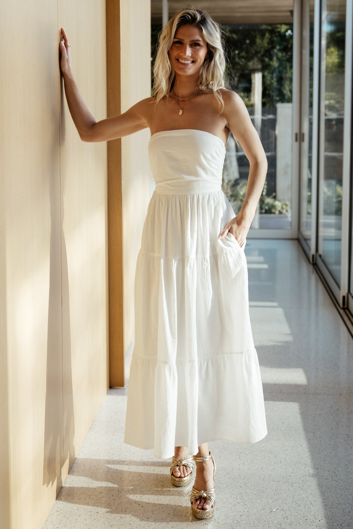 Delray Strapless Dress | Off White