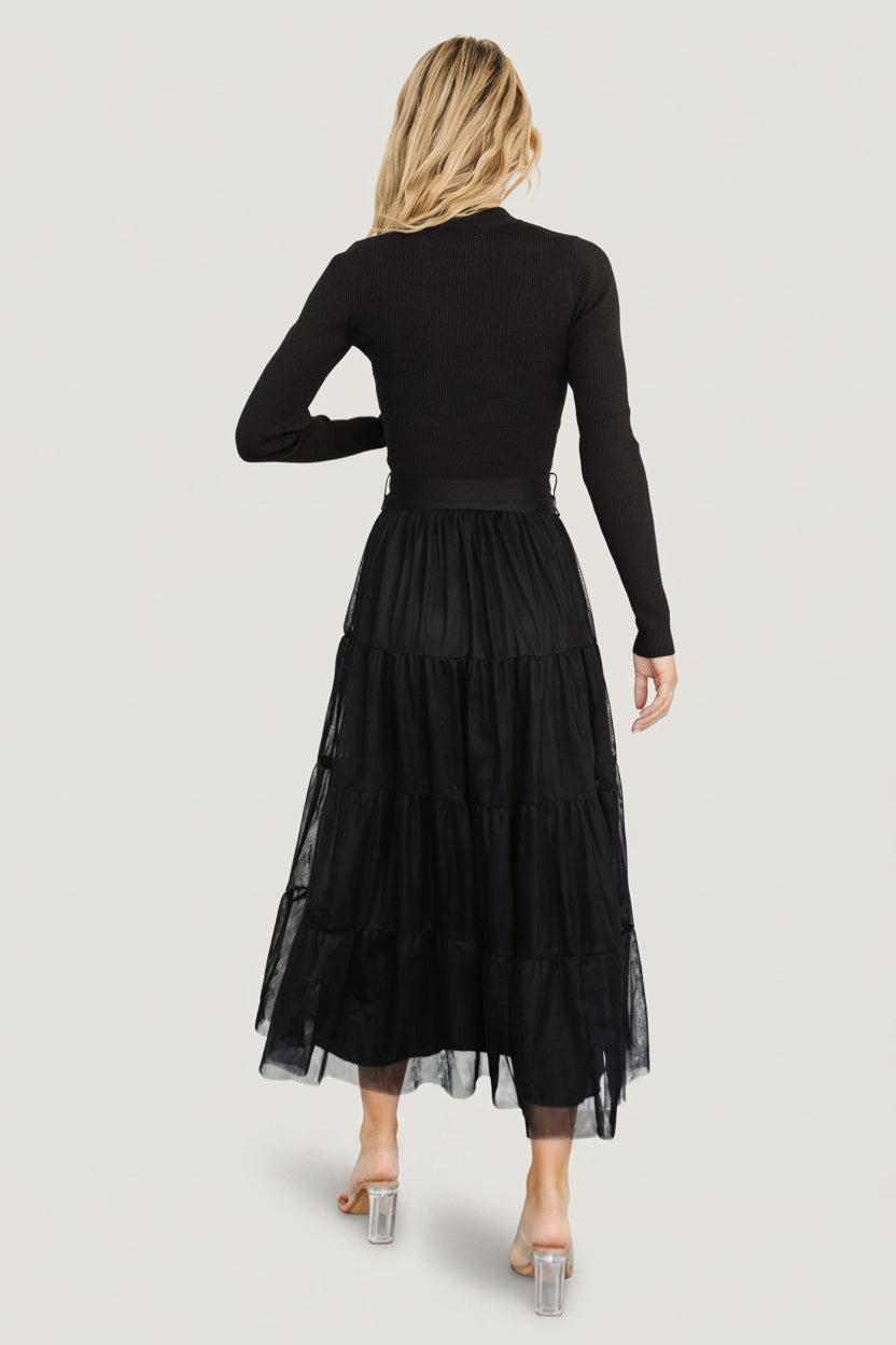 Demi Sweater Tulle Dress | Black