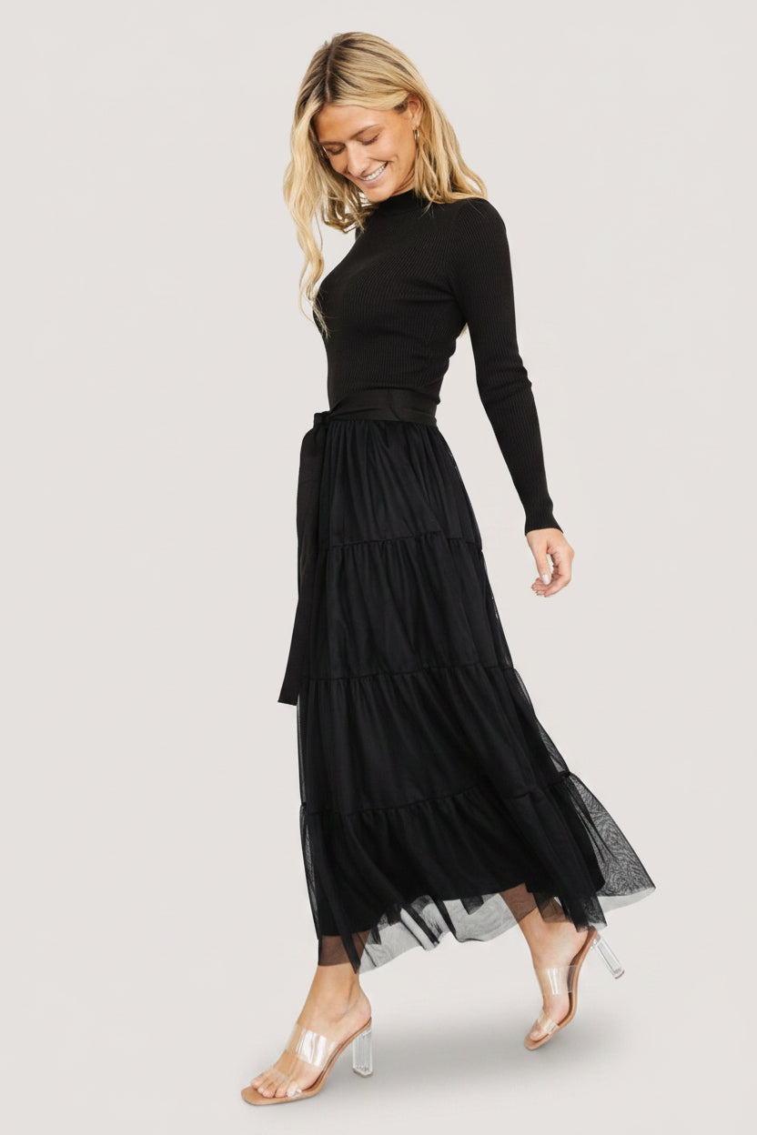 Demi Sweater Tulle Dress | Black