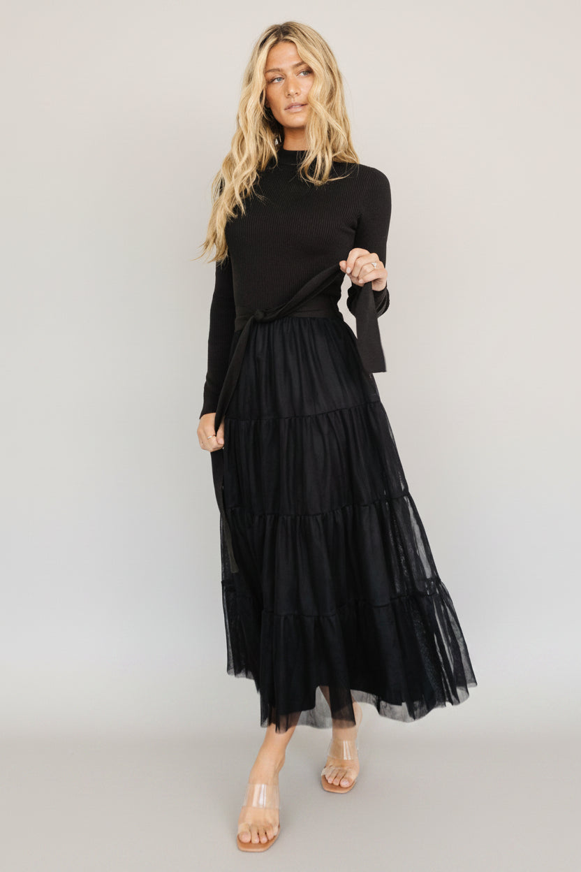 Demi Sweater Tulle Dress | Black