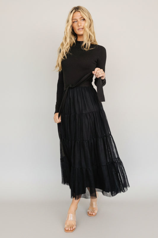 Demi Sweater Tulle Dress | Black
