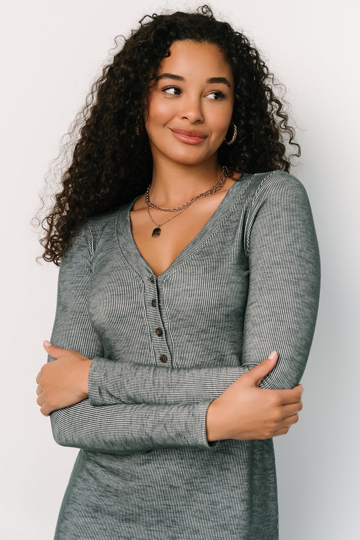 Denver Ribbed Midi Dress | Heathered Jade