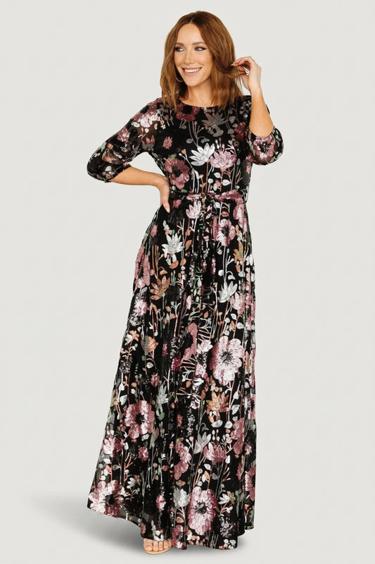 Destiny Sequin Maxi Dress | Black Multi