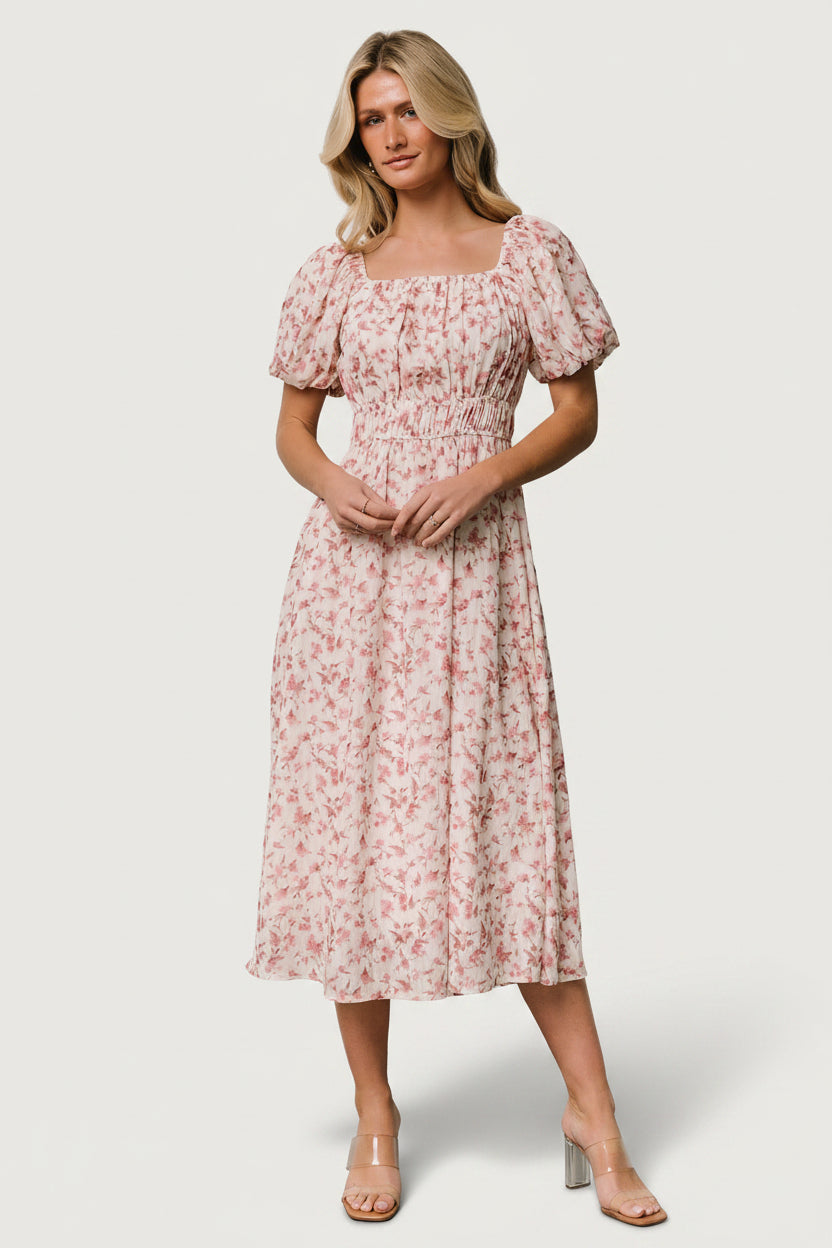 Dorine Midi Dress | Ivory + Blush Floral