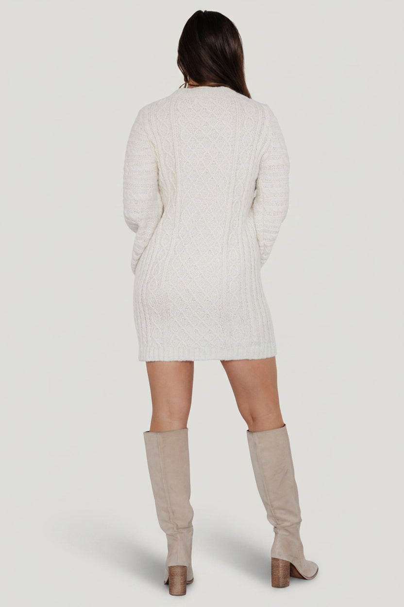 Ellis Cable Knit Sweater Dress | Ivory