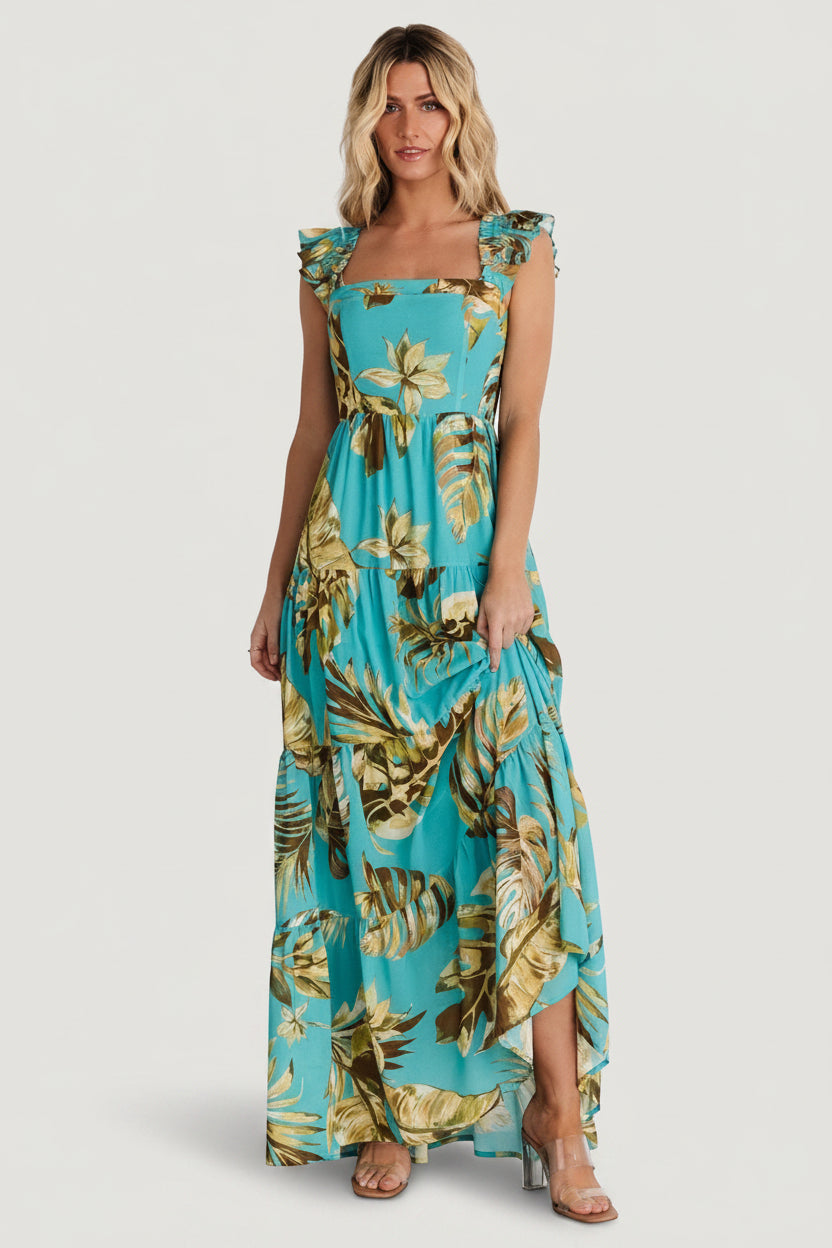 Encinitas Maxi Dress | Caribbean Blue Print