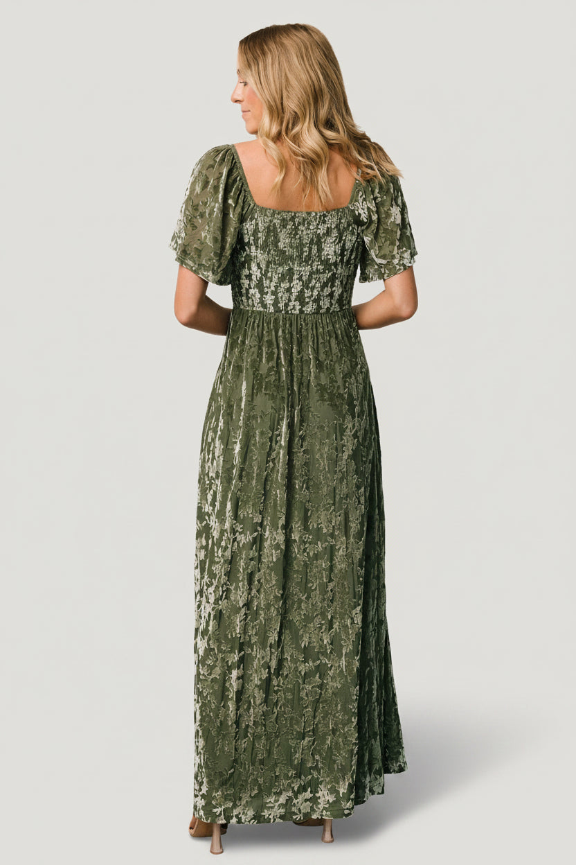 Everley Velvet Maxi Dress | Dark Sage