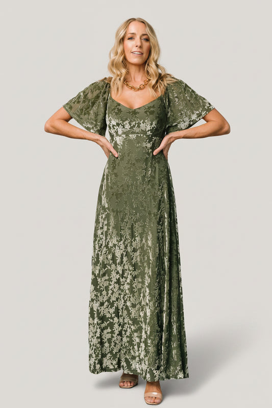 Everley Velvet Maxi Dress | Dark Sage