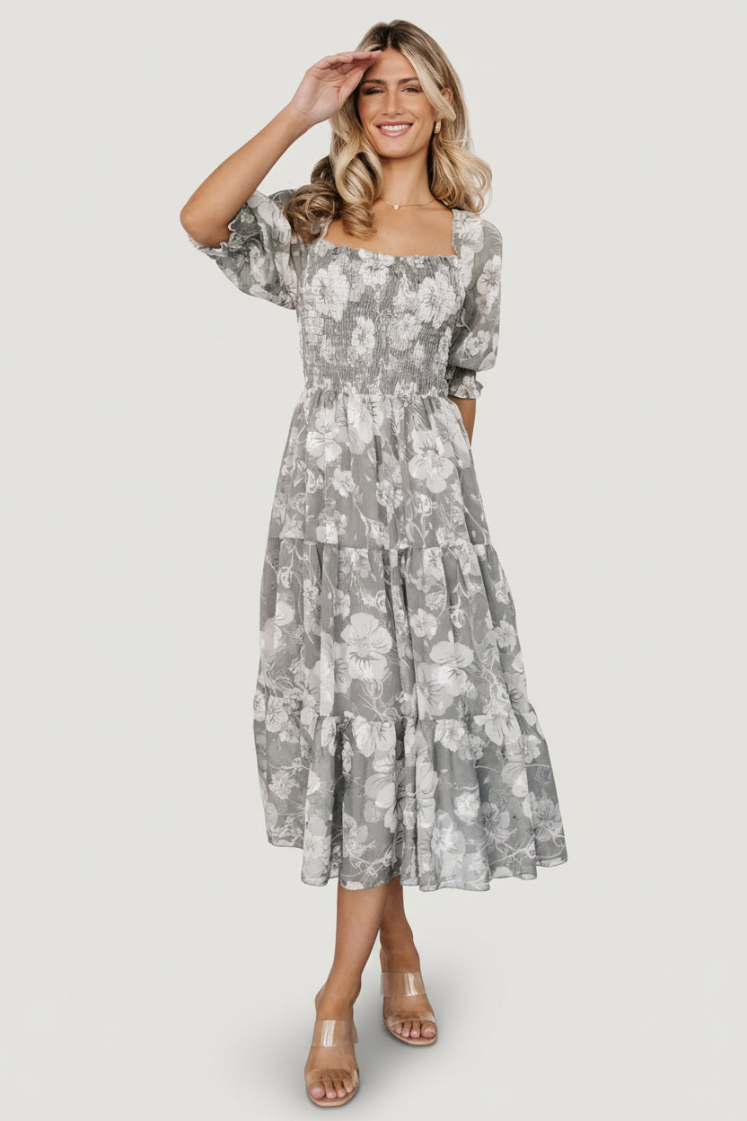 Fabian Jacquard Midi Dress | Dusty Sage