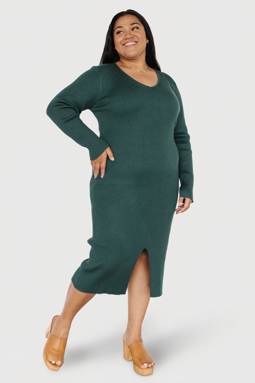 Fairmount Ribbed Midi Dress | Green