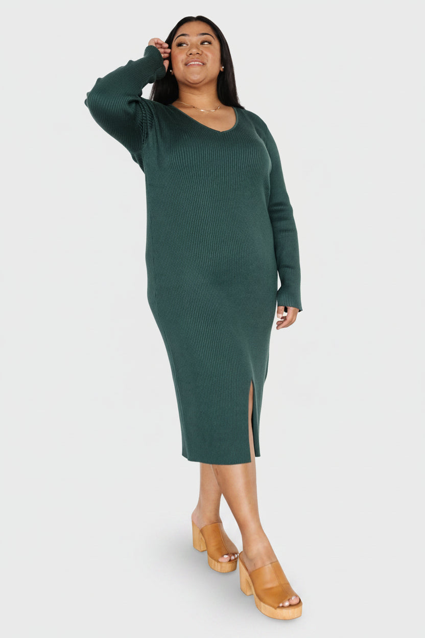Fairmount Ribbed Midi Dress | Green