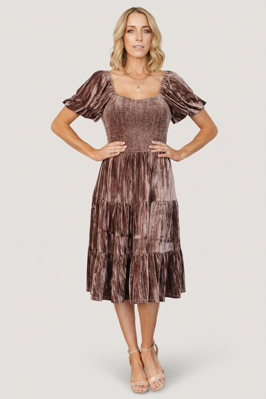 Fay Velvet Midi Dress | Cocoa