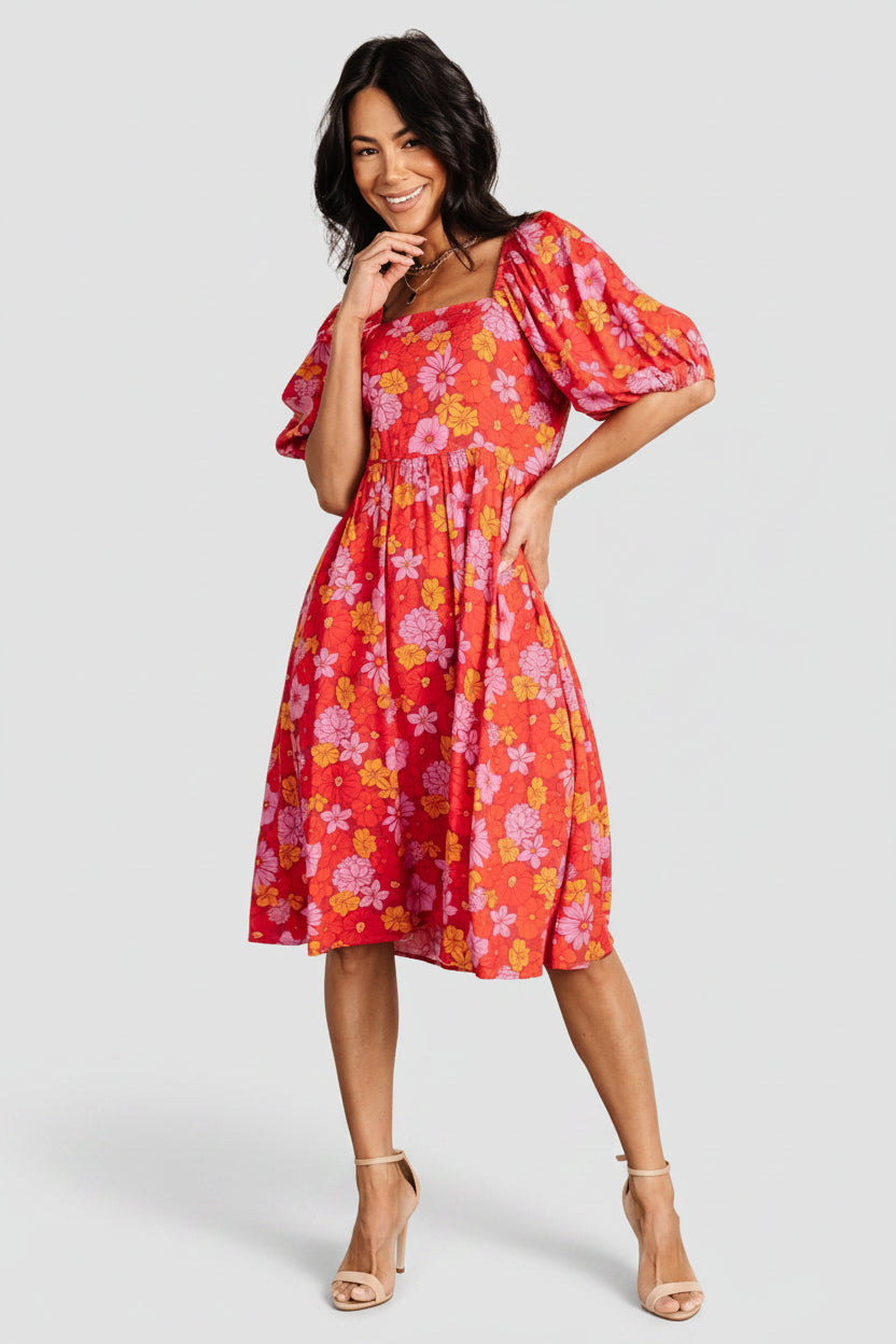 Gabbie Short Dress | Red Multi Floral