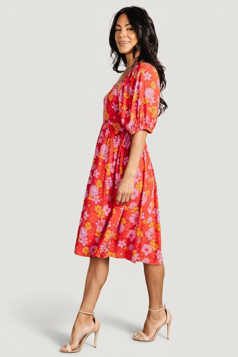 Gabbie Short Dress | Red Multi Floral
