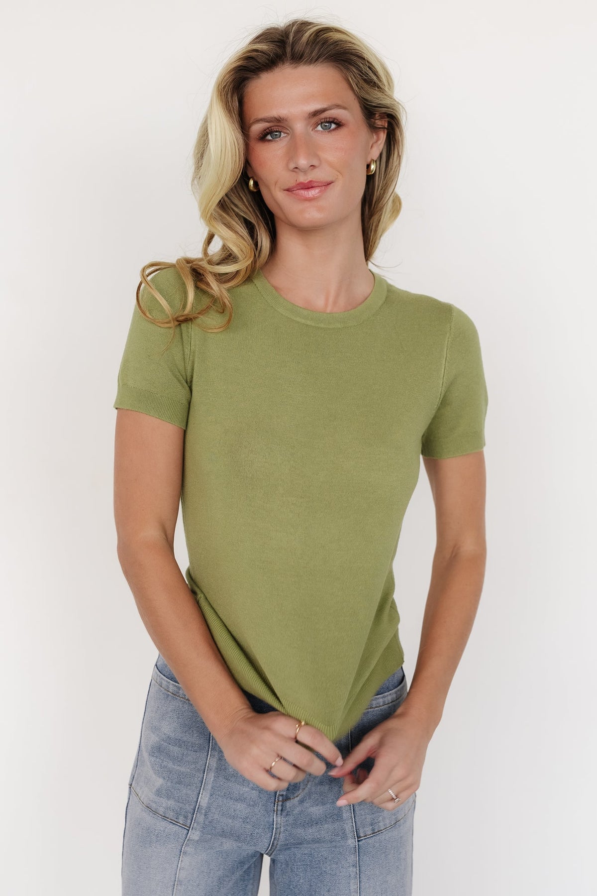 Hannah Knit Top | Light Olive