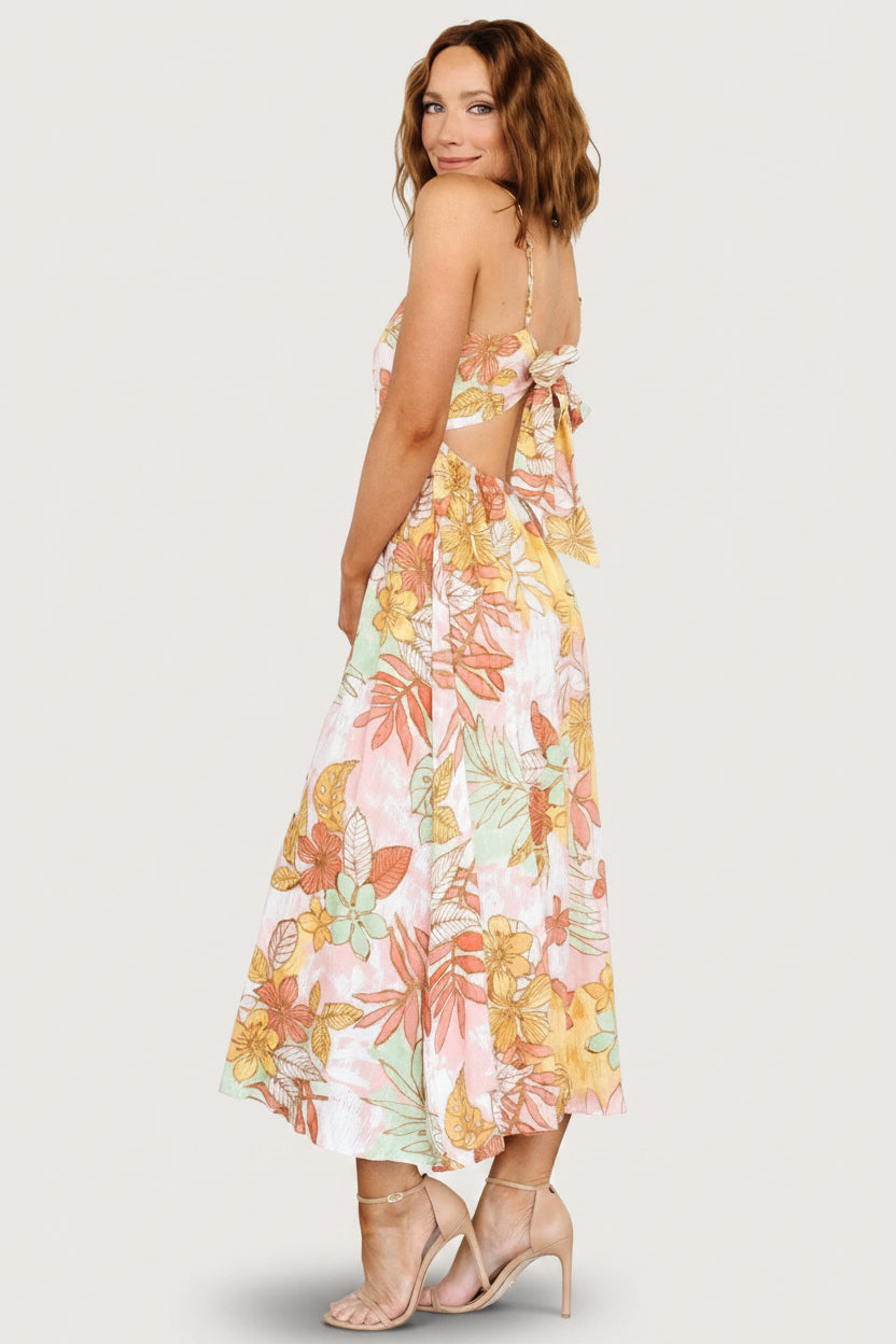 Hilo Back Tie Maxi Dress | Multi