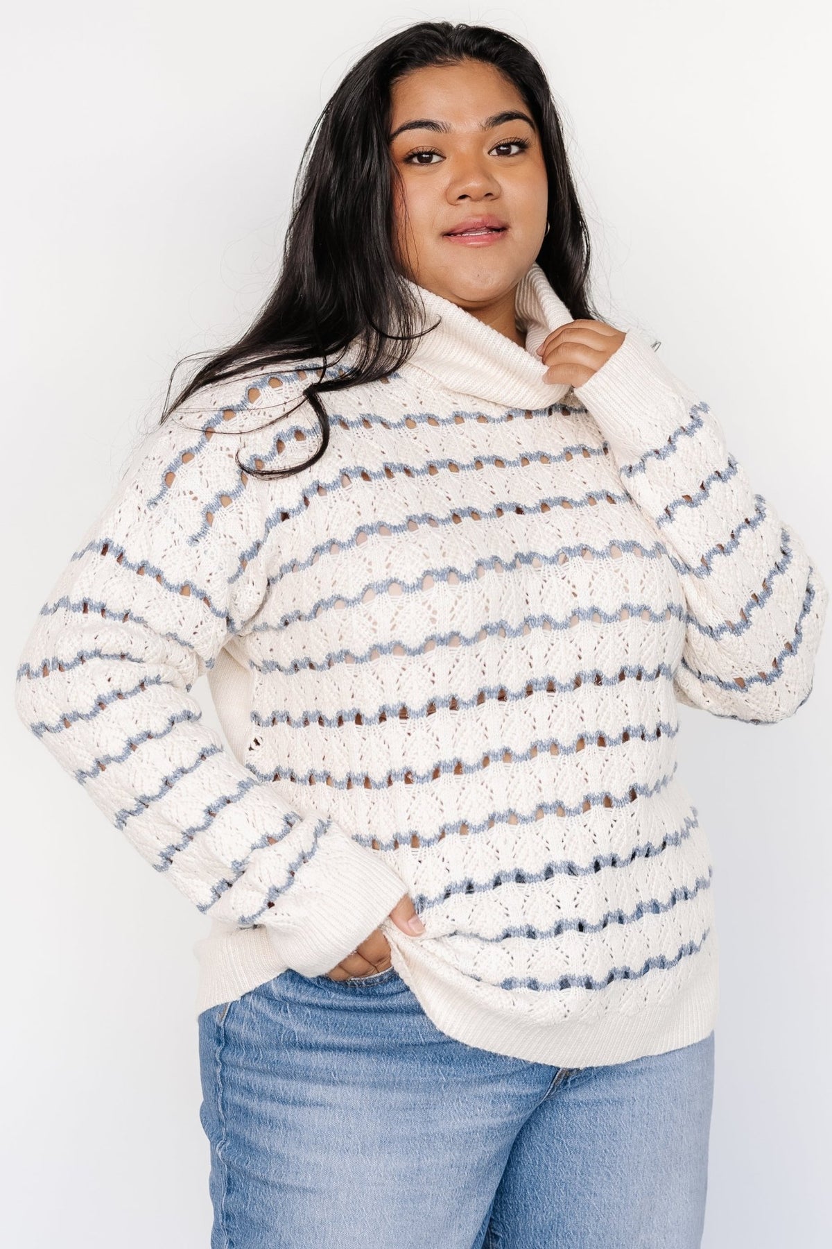 Hollis Knit Sweater | Ivory + Blue
