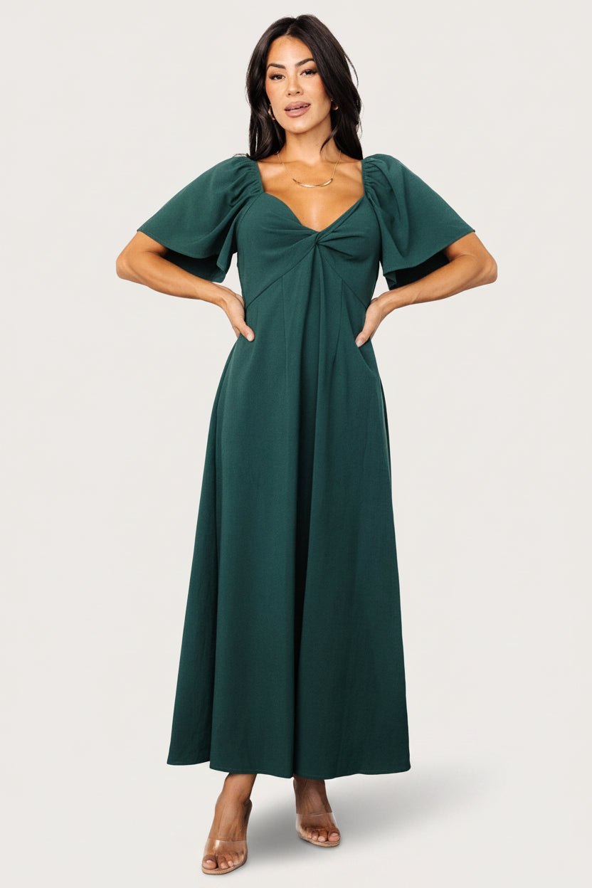 Indie Back Tie Dress | Dark Green