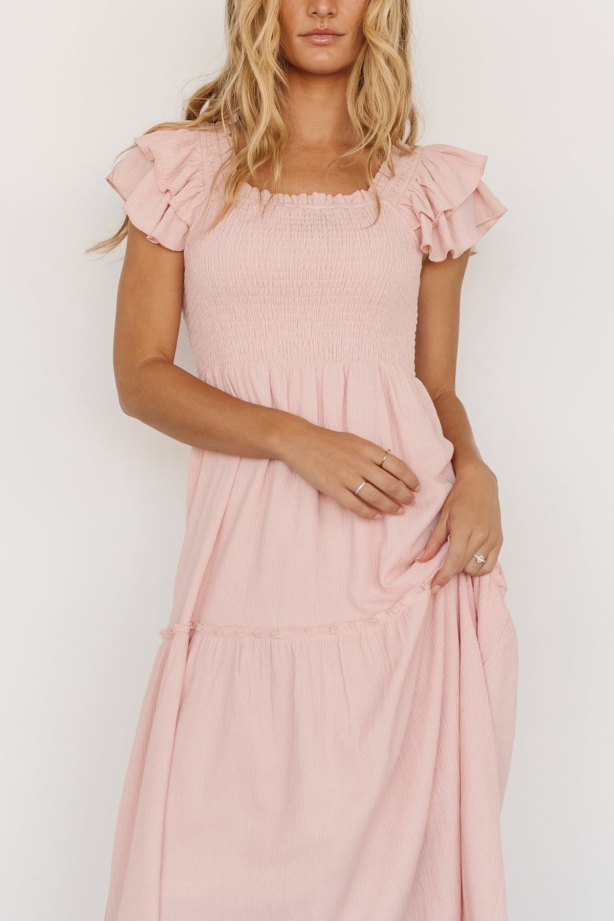 Jacie Smocked Midi Dress | Blush