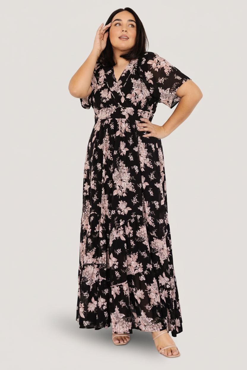 Katherine Maxi Dress | Black + Blush Floral
