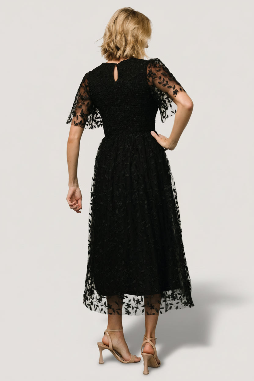 Kendra Embroidered Dress | Black