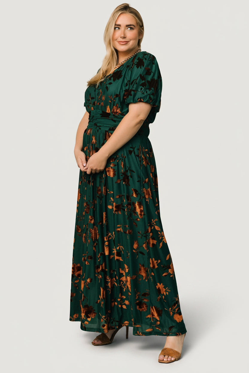 Leslie Velvet Maxi Dress | Bronze + Jade