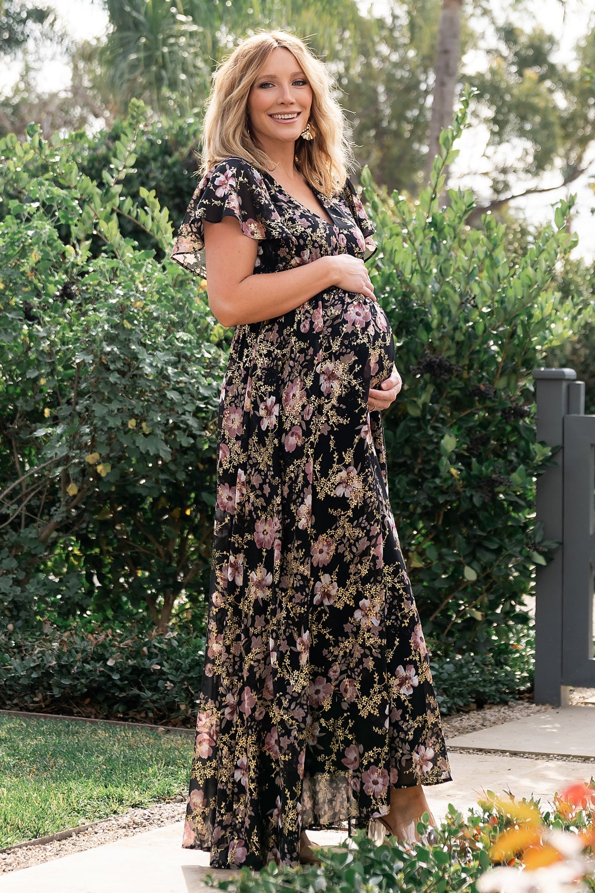 Lynlee Metallic Maxi Dress | Black + Mauve