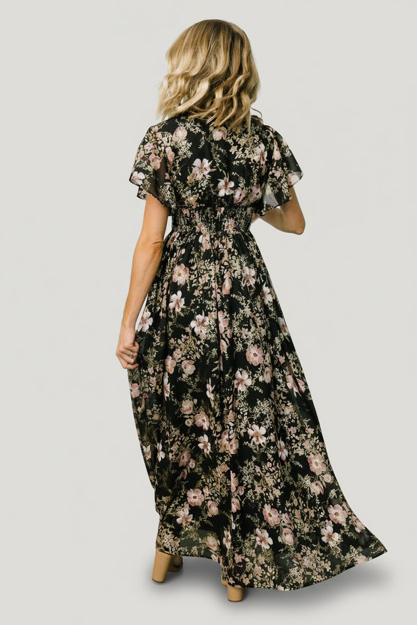 Lynlee Metallic Maxi Dress | Black + Mauve