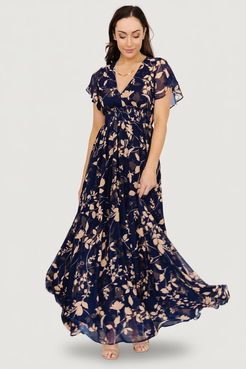 Lynlee Metallic Maxi Dress | Navy