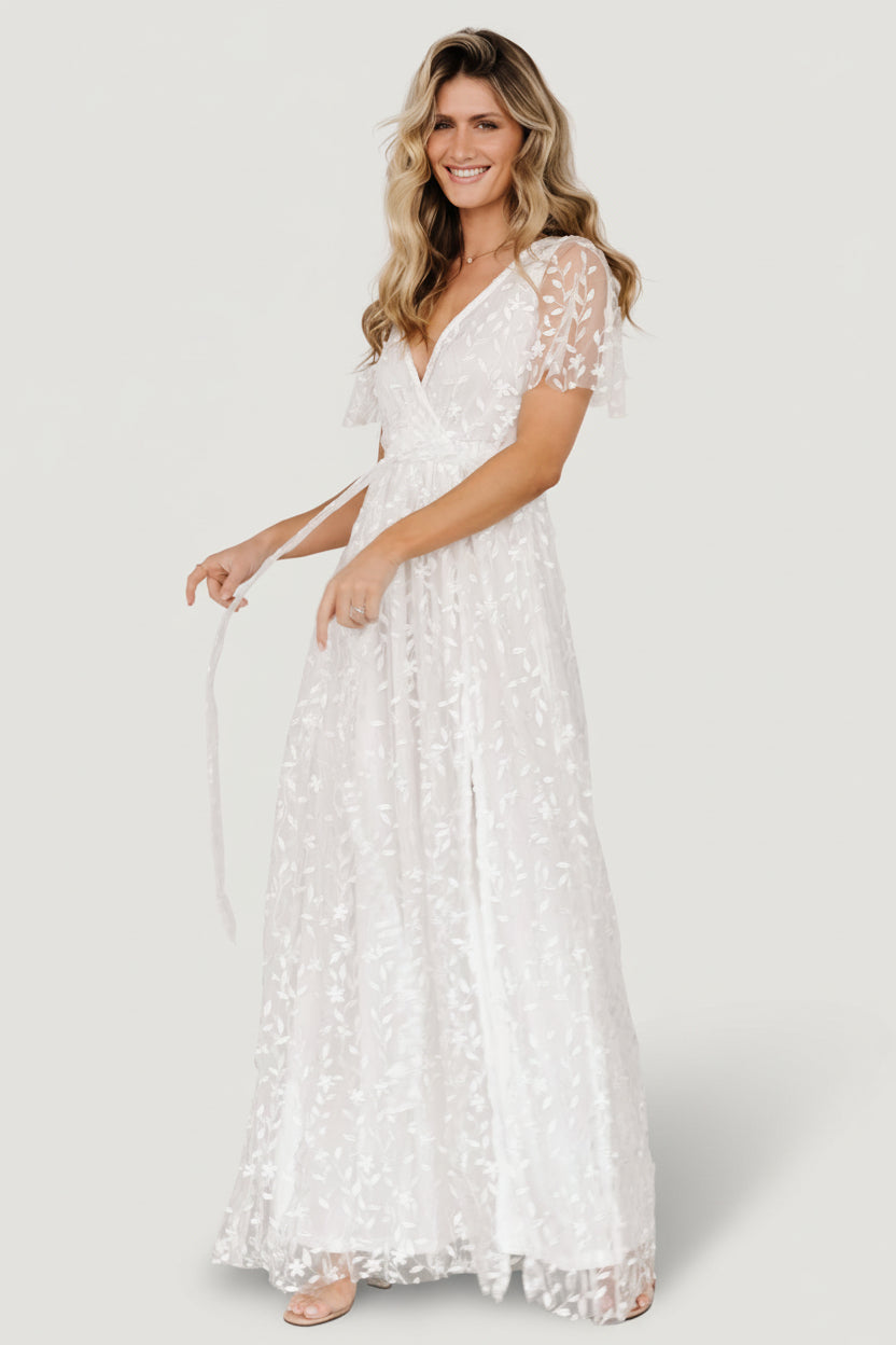 Marseille Embossed Maxi Dress | White - Baltic Born
