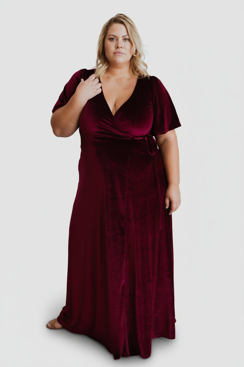 Meghan Velvet Wrap Maxi Dress | Mulberry