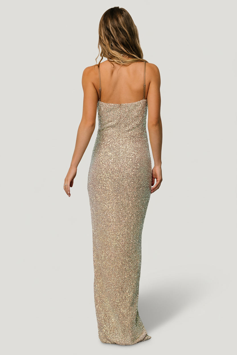 Melania Sequin Gown | Natural