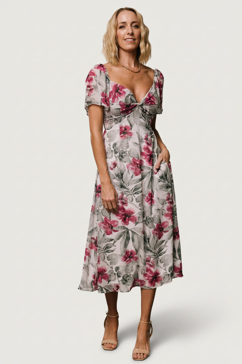 Melinda Midi Dress | Pink Floral