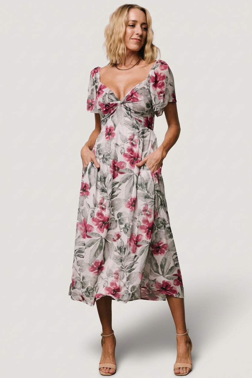 Melinda Midi Dress | Pink Floral