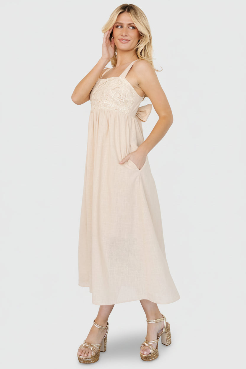 Mia Tie Back Dress | Natural