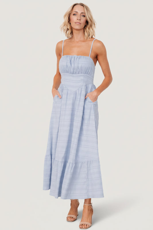 Mikayla Textured Tank Dress | Light Blue