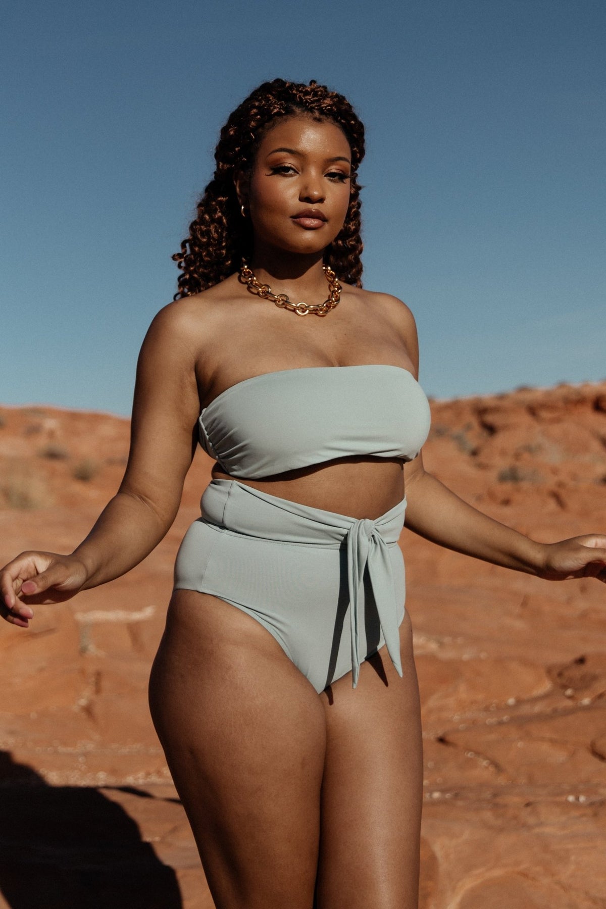Milos High Waist Bikini Bottom | Sage
