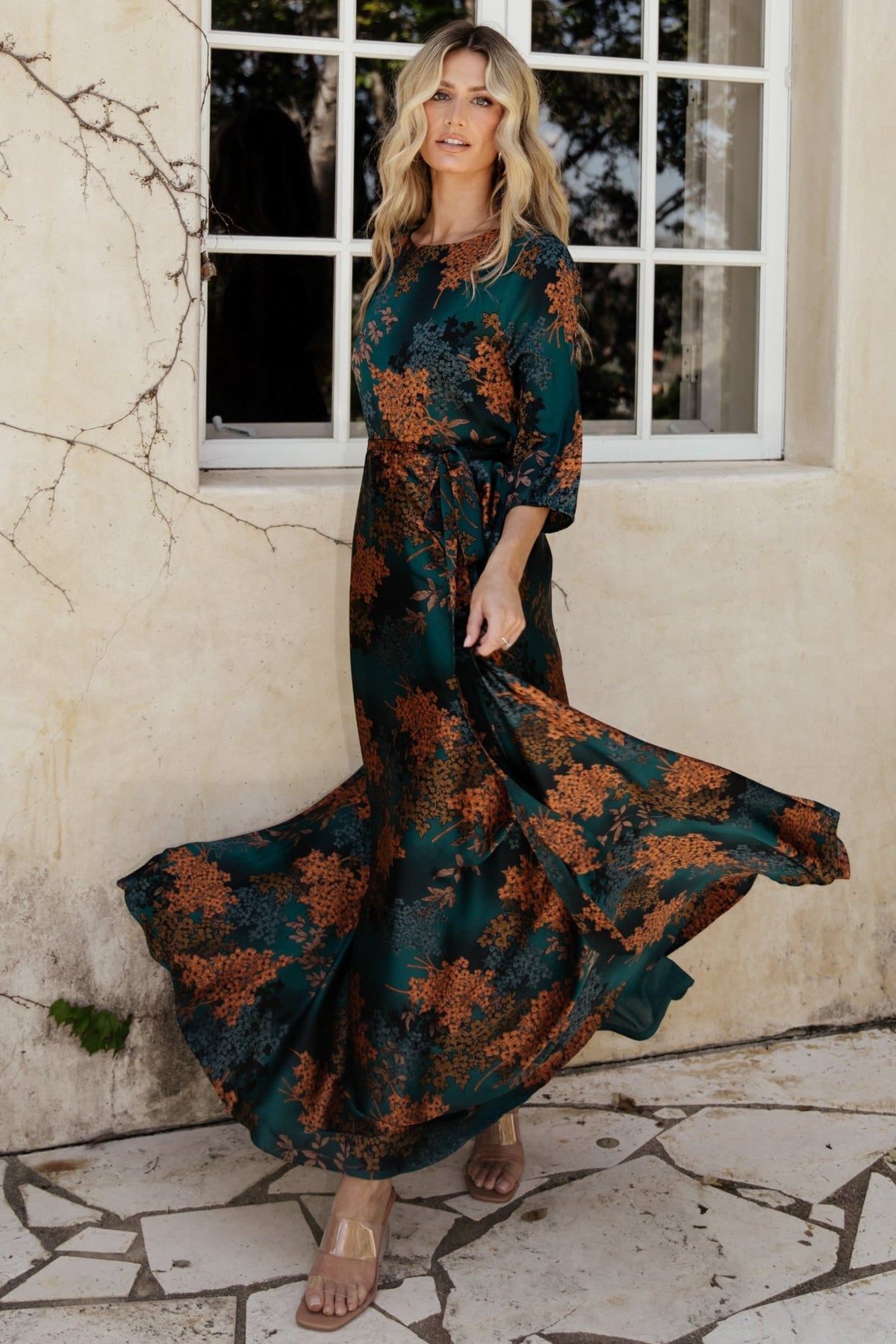 Paula Satin Maxi Dress | Jade Multi
