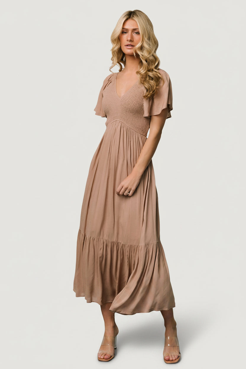 Scarlett Smocked Dress | Mocha
