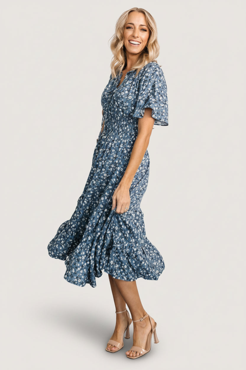 Spell Boho Midi Dress | Blue Floral