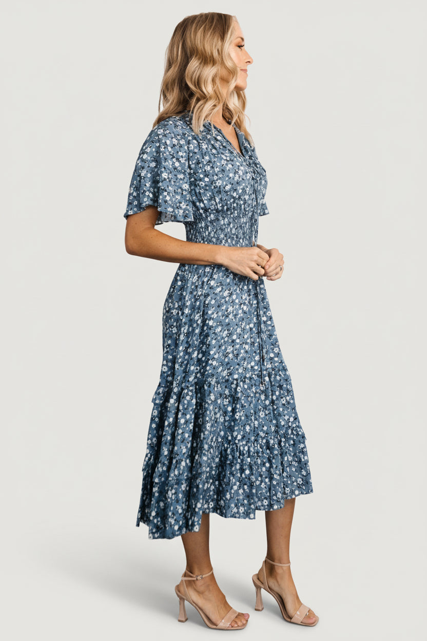Spell Boho Midi Dress | Blue Floral