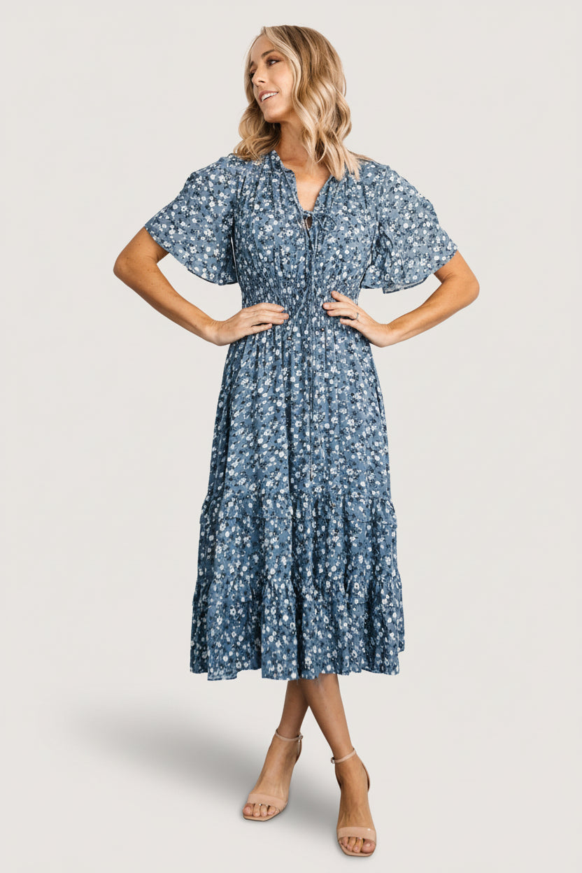 Spell Boho Midi Dress | Blue Floral