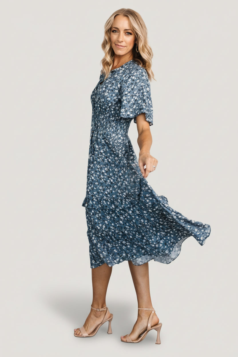 Spell Boho Midi Dress | Blue Floral