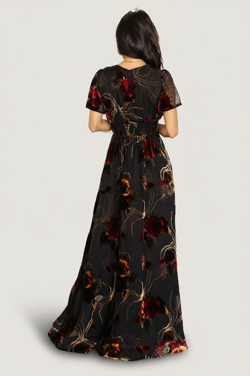 Valen Maxi Dress | Black Multi